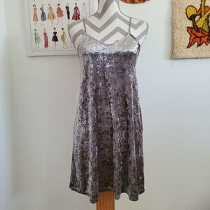 Mudd | Y2K Dark Gray Crushed Velvet Slip Dress